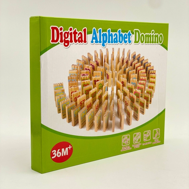 O&lsquo;quv o&lsquo;yin &laquo;Digital Alphabet Domino&raquo; &ndash; raqam va alifbo bilan yog&lsquo;och domino