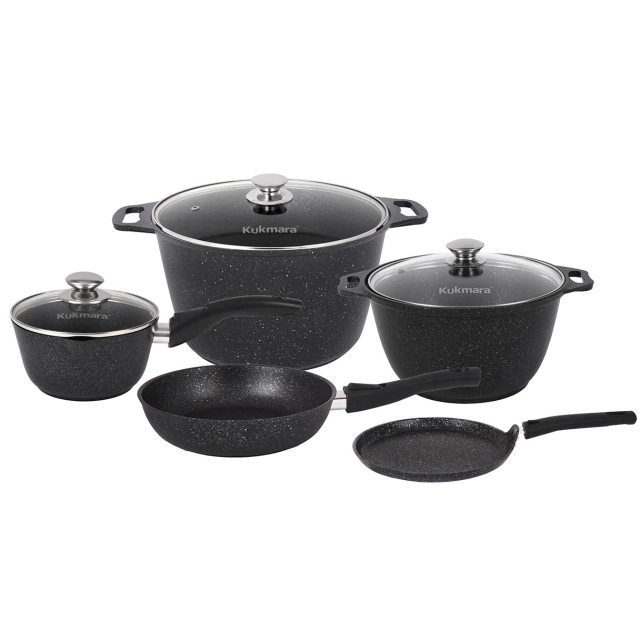 Kukmara №20 Mramornaya liniyasi (quyuq mramor) oshxona idish-tovoqlari to&lsquo;plami (пнкп20мт)