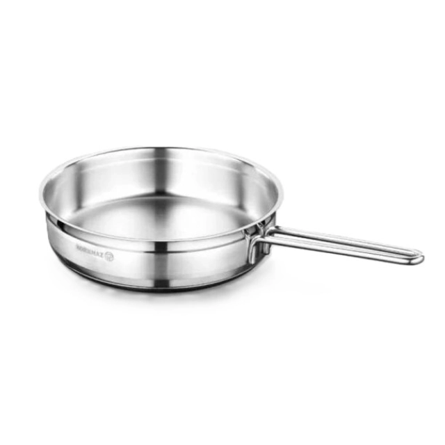 Korkmaz Proline 24 sm 2.7 l, zanglamaydigan po&lsquo;lat, ko&lsquo;p qatlamli kapsulali taglik, sous tovasi (A1021) , Silver