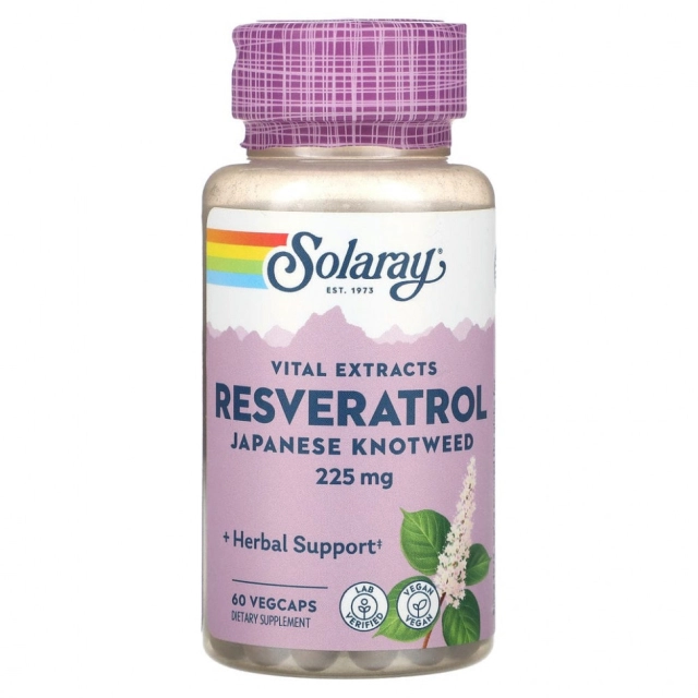 Solaray Vital Extracts Yapon to&lsquo;rg&lsquo;oqidan olingan Resveratrol 225 mg, 60 o&lsquo;simlik kapsulalari (48947)