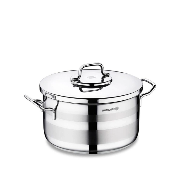 Кастрюля Korkmaz Astra2 28 см 9.5 л , нержавеющая сталь, многослойное капсульное дно (A2027) , Silver