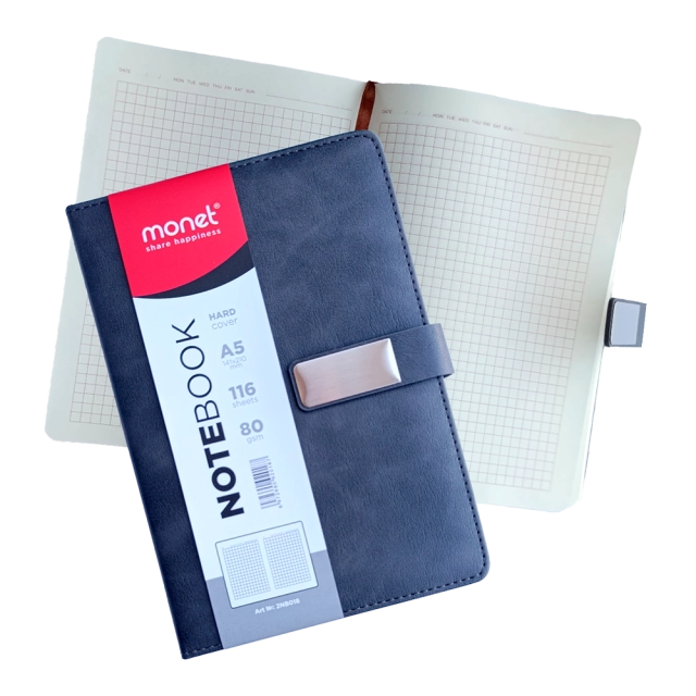 Блокнот с металлическим зажимом в 3х цветах, формат В5, клетка, 116 страниц 80gsm 2NB017 (1/64)