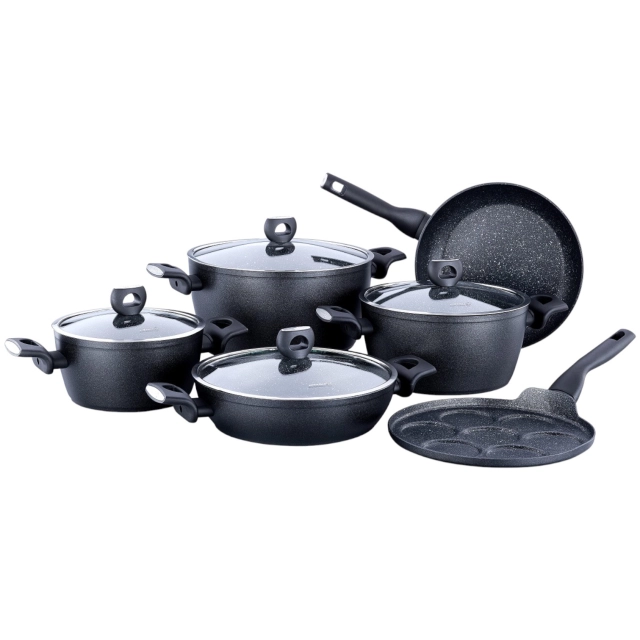 Набор кухонной посуды Korkmaz Nora 10 шт. (A2678) , Granite Black