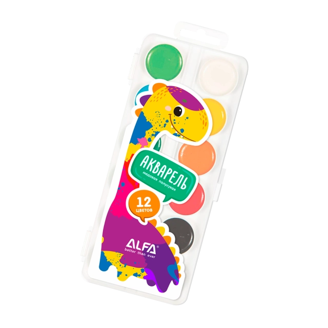 Акварельная краска ALFA "Dino" 12 цветов