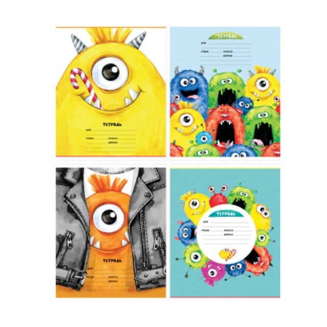 Тетрадь 12л., клетка ArtSpace "Рисунки. Монстры", эконом