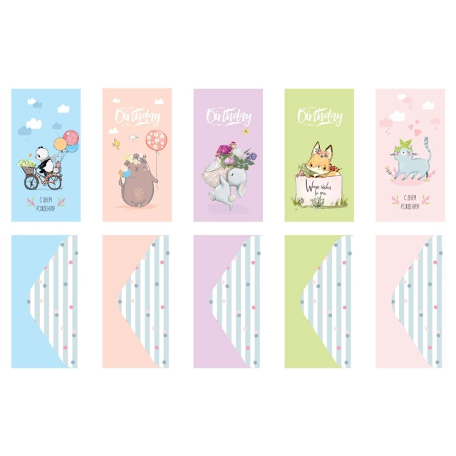 Конверт для денег MESHU "Happy wishes" (85*164 мм) глянцевая ламинация, 5 дизайнов (MS_55113) (1 шт)