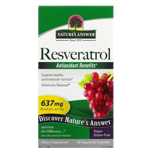 Nature's Answer, resveratrol, 637 mg, 60 ta vegetarian kapsula (26179)