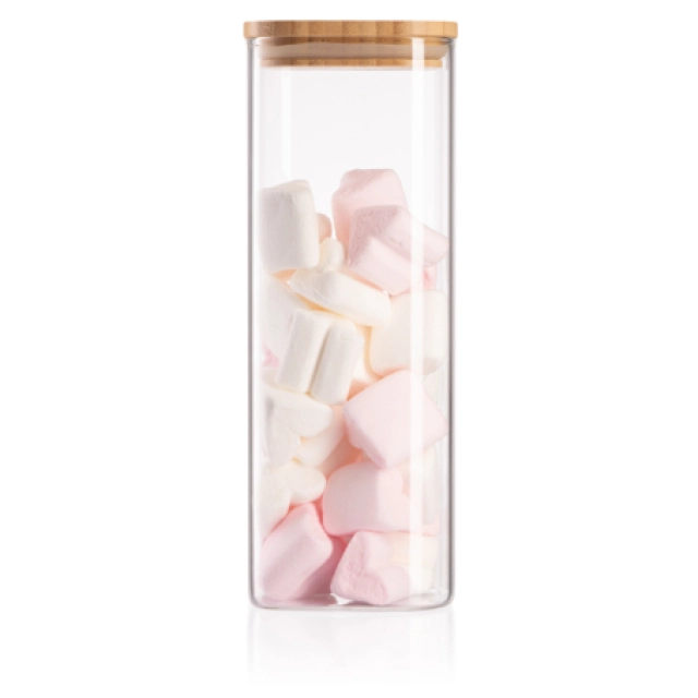 ARDESTO Midori saqlash idishi, 1000 ml, kvadrat shakl, shisha + bambuk qopqoq, shaffof (AR1310BLS)