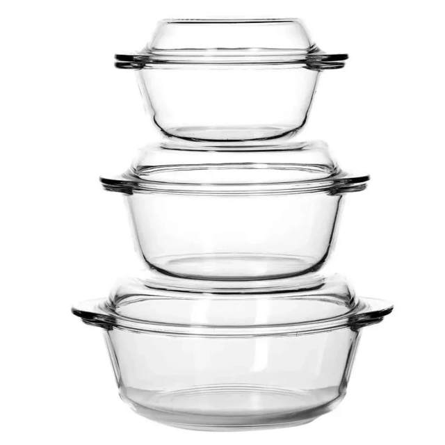 PASABAHCE BORCAM 159021, 6 dona, 2100/1450/840 ml pechda pishirish idishlari to&lsquo;plami