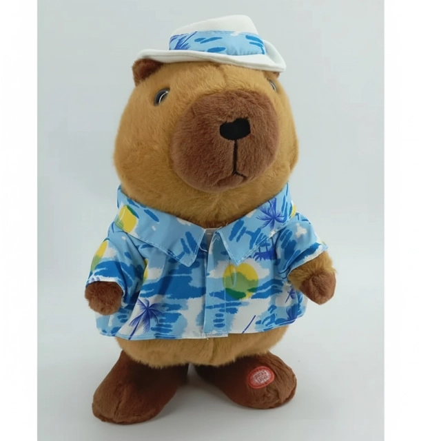 Plush Toys CapyBara intreaktiv musiqali yumshoq o'yinchoq (shlyapa bilan)