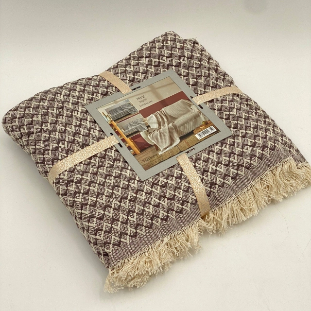 Pike - Ko&lsquo;p rangli paxtadan to&lsquo;qilgan pled choyshab CH2 (170x210 sm)