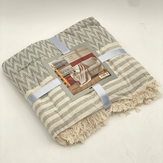 Pike - Ko&lsquo;p rangli paxtadan to&lsquo;qilgan pled choyshab CH4 (170x210 sm)