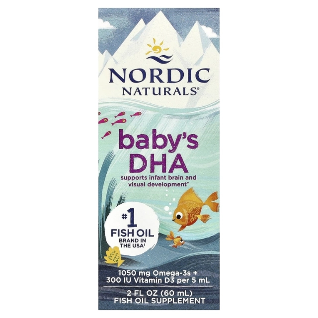 Nordic Naturals Baby&rsquo;s DHA chaqaloqlar uchun suyuq DHA vitamin D3 bilan, 60 ml (53787)