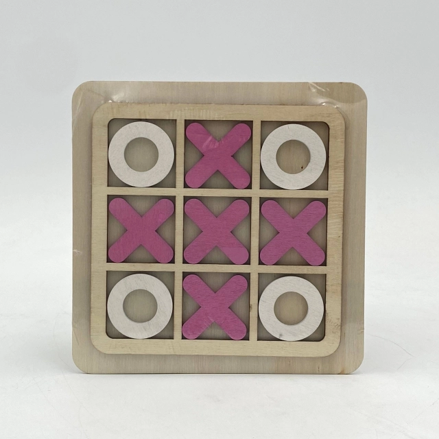 X/O interaktiv yog'och o'yin taxtasi (pushti-oq)