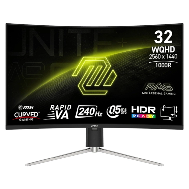 MSI MAG 325CQRXF E2 monitori / 31.5" / 240Hz / WQHD/ Rapid VA / 0.5ms / DisplayHDR 400 , Black