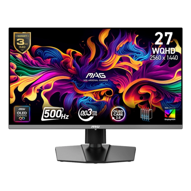 MSI MAG 272QP QD-OLED X50 monitori / 26.5" / 500Hz / WQHD / QD-OLED / 0.03ms / DisplayHDR True Black 500 , Black