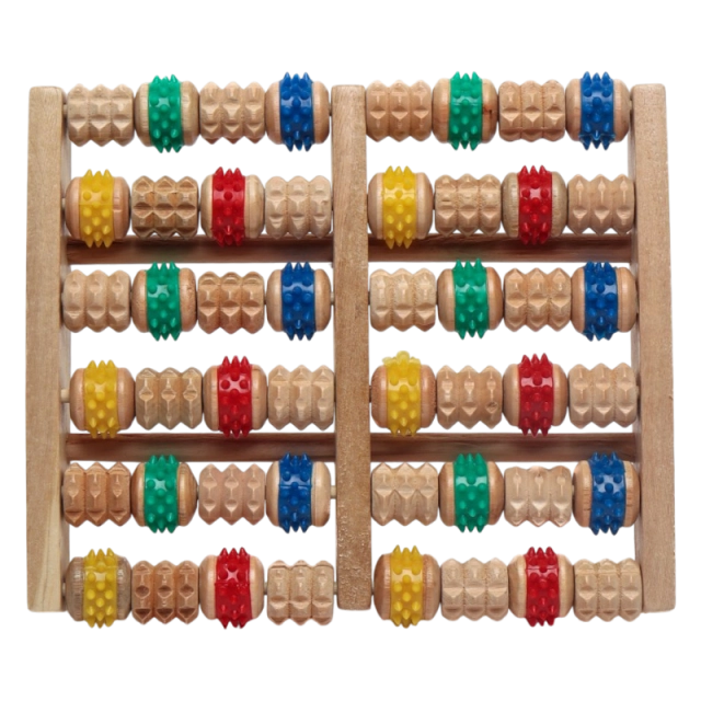 Массажер для ног, роликовый, деревянный, снимает стресс, боль и усталость, 25 x18 см