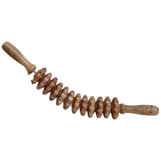 Деревянный массажер роликовая "скалка" для массажа, антицеллюлитный для тела