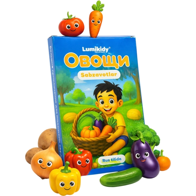 Bolalar rivojlanishi uchun kartochkalar: Sabzavotlar- Овощи (rus tilida)