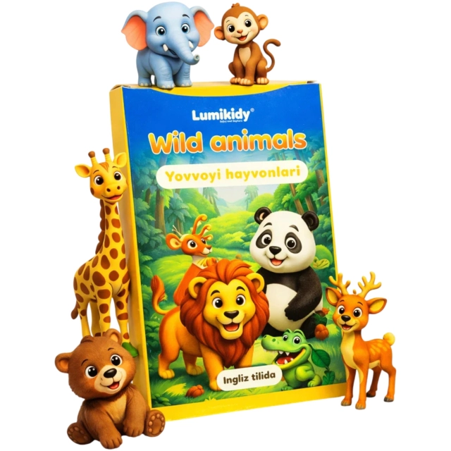 Bolalar rivojlanishi uchun kartochkalar: Yovvoyi hayvonlar- Wild animals (ingliz tilida)