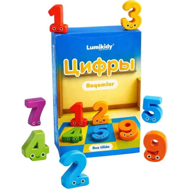 Bolalar rivojlanishi uchun kartochkalar: Raqamlar - Цифры (rus tilida)