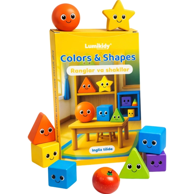 Bolalar rivojlanishi uchun kartochkalar: Ranglar va shakllar- Colors & Shapes (ingliz tilida)