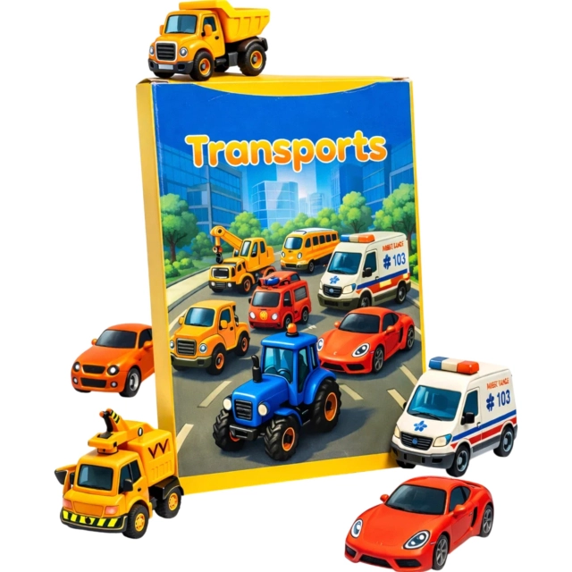 Bolalar rivojlanishi uchun kartochkalar: Transportlar - Transports (ingliz tilida)