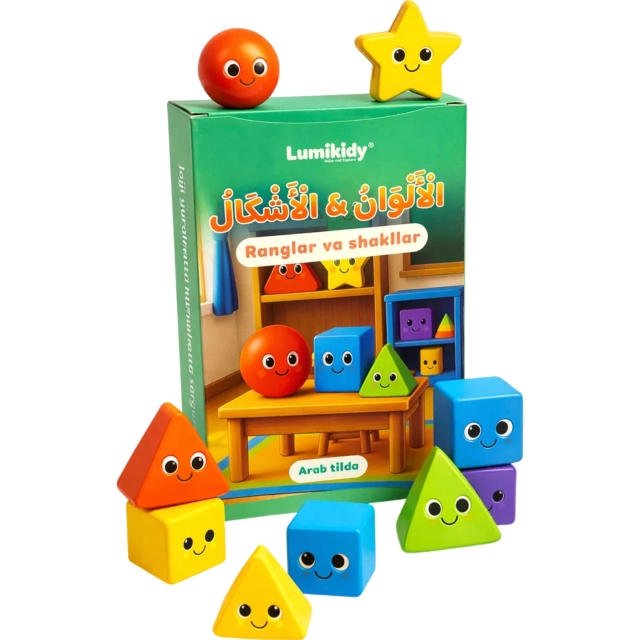 Bolalar rivojlanishi uchun kartochkalar: Ranglar va shakllar - الألوان والأشكال (arab tilida)
