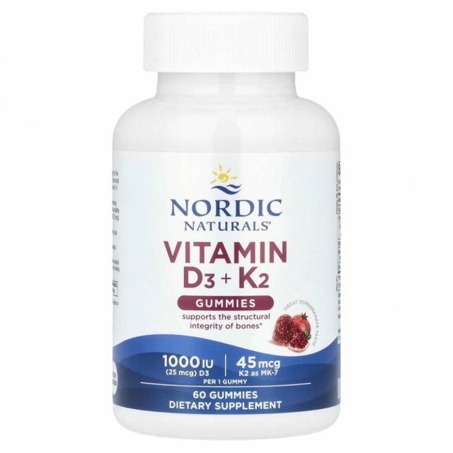Nordic Naturals Vitamin D3 + K2 Gummies (granat, 60 ta chaynaladigan konfet) (31160)