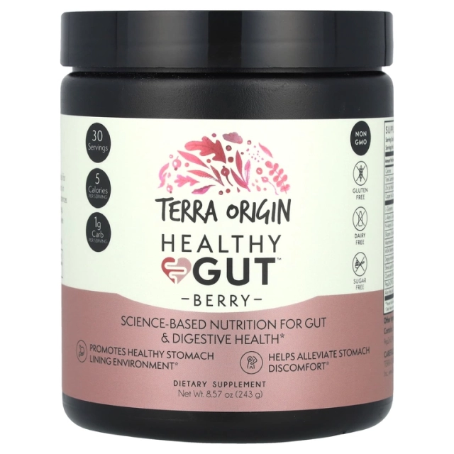 Terra Origin Healthy Gut&trade; Berry Flavor, 243 g (oshqozon-ichak tizimini qo&lsquo;llab-quvvatlash uchun kukun) (00748)