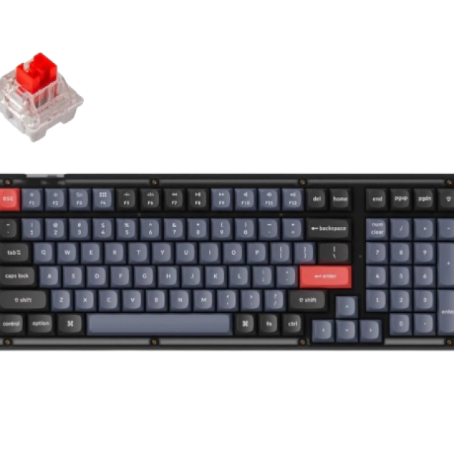 Klaviatura Keychron V5 100Key, K Pro Red, Hot-Swap, QMK, Knob, USB-A, EN/UKR, RGB, Frosted, Black