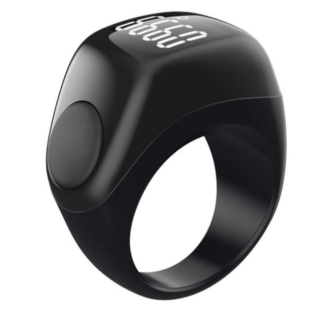 Elektron tasbeh Zikr Ring lite barcha barmoq o&lsquo;lchamlari uchun mos, Black