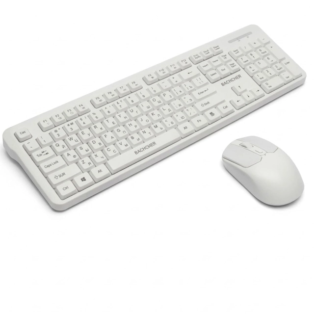 Bachcher B001 Wireless klaviaturasi va sichqonchasi, White