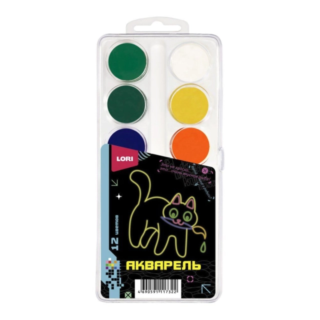 Акварельная краска Киберкотики 12 цветов Ааб-002