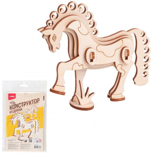Мини конструктор из дерева "Лошадь" Фн-038