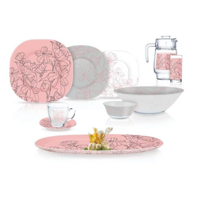 Набор столовой посуды Luminarc Carine Annalee pink 46 предметов (Q5490)