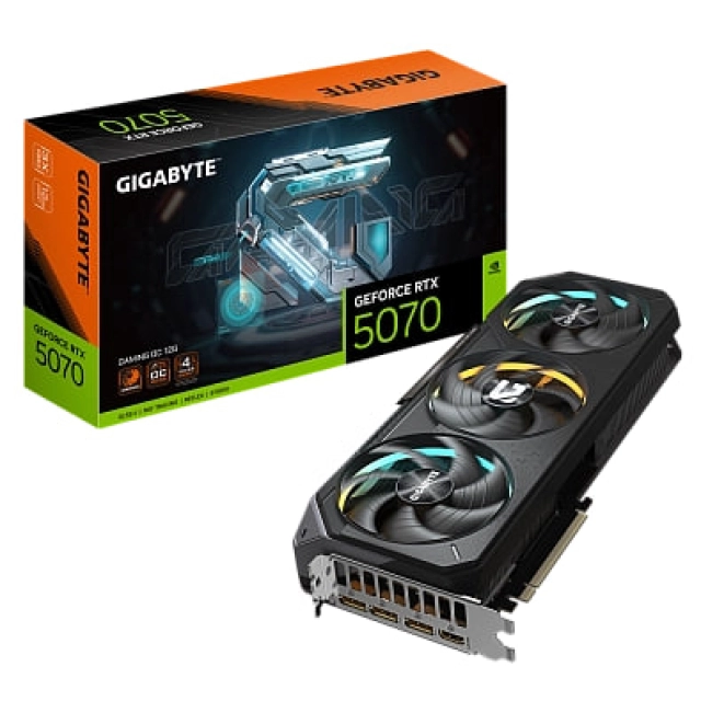 Ona Plata GIGABYTE RTX 5070 GAMING OC 12GB GDDR7 192-bit Windforce 3X Cooling