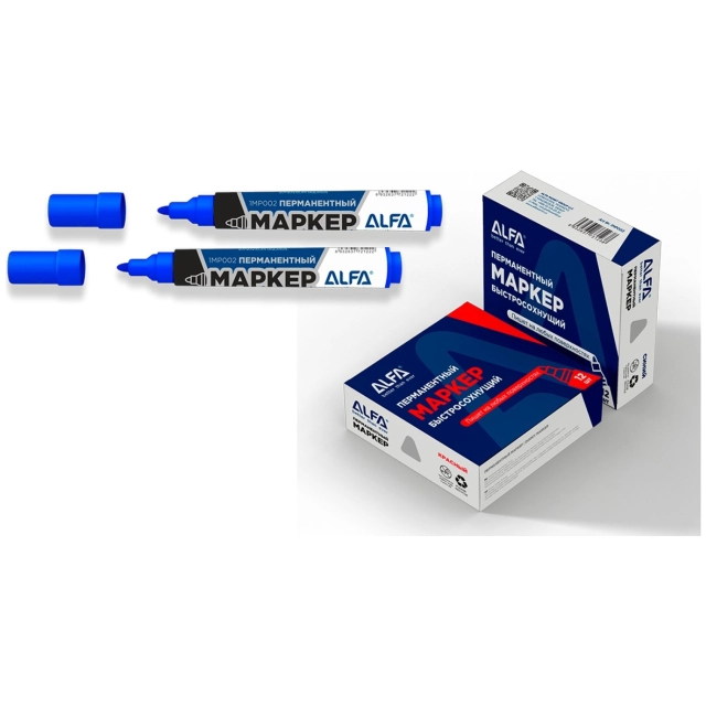 Перманентный маркер Alfa 1MP003 синий