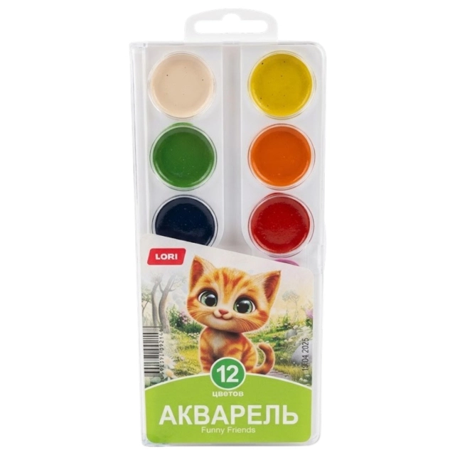 Акварельная краска FUNNY FRIENDS 12 цветов