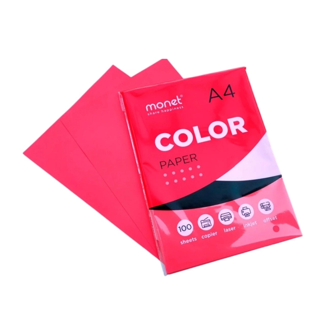 Цветная бумага красный A4 2CP010 (100 шт)