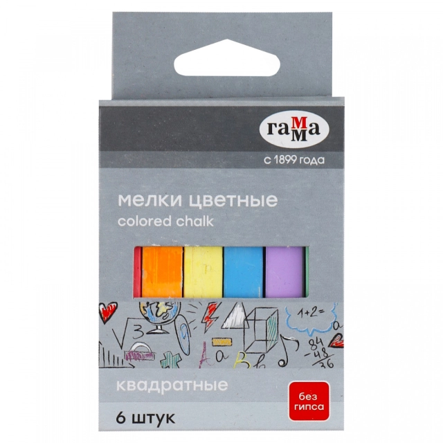 Мелки для доски Gamma, цветные, 6 шт (140120201)