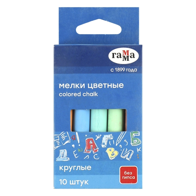 Мелки для доски Gamma, цветные, 10 шт (909193)