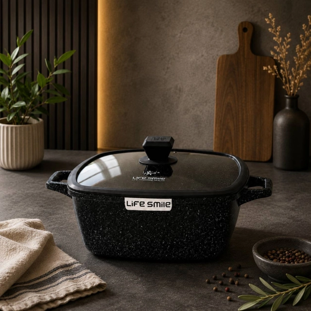 Life Smile FLHM казан 28см 6.5л, Black