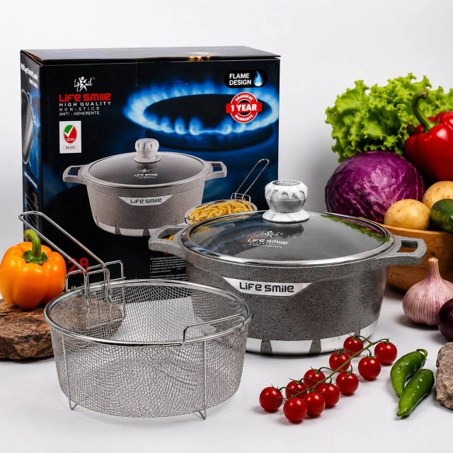 Granit qoplamali qozon Life Smile FLCM + basket 28 sm 6,9 l