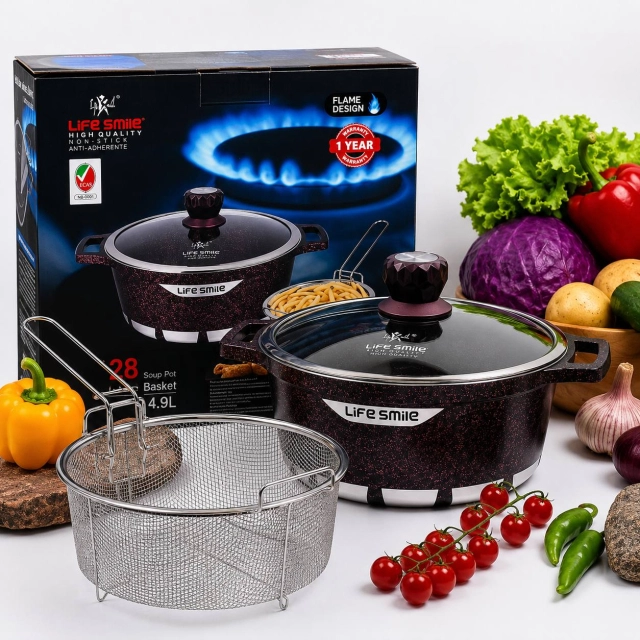 Granit qoplamali qozon Life Smile FLCM + basket 28 sm, 6,9 l