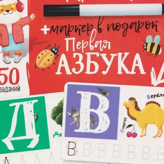 IQ Многоразовые карточки с маркером. 5+ Первая Азбука