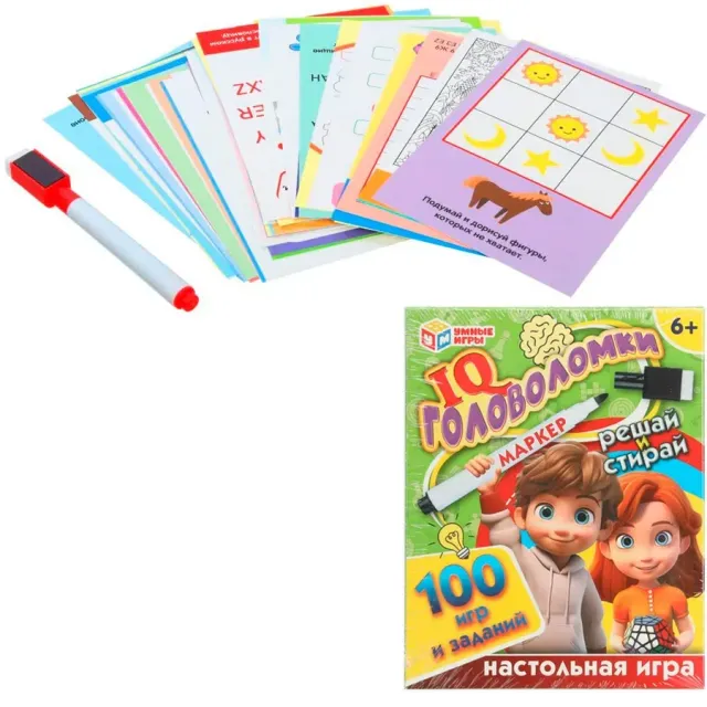 Игра Умка IQ Головоломки, 100 заданий, 11x14 см, от 5 лет