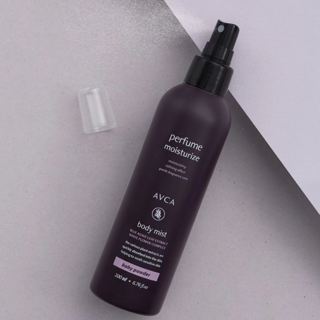 Bolalar pudrasi iforli parfyumlangan tana misti AVCA Baby Powder Body Mist, 200 ml