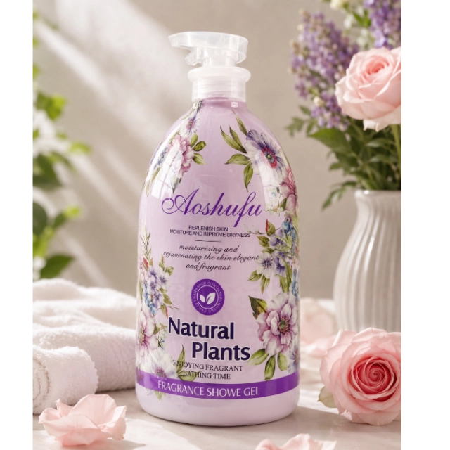 Увлажняющий гель для душа Aoshufu Natural Plants с цветочным ароматом, 1000 л