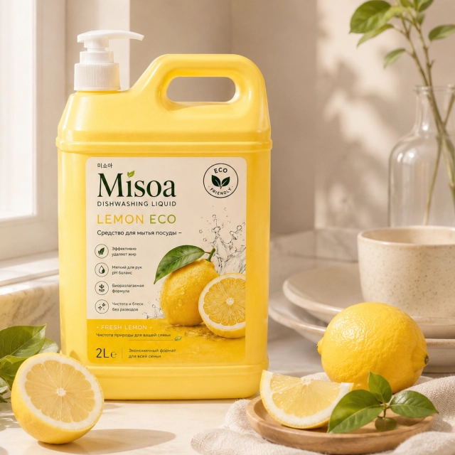 Эко-гель для мытья посуды Misoa Lemon Eco, 2 л